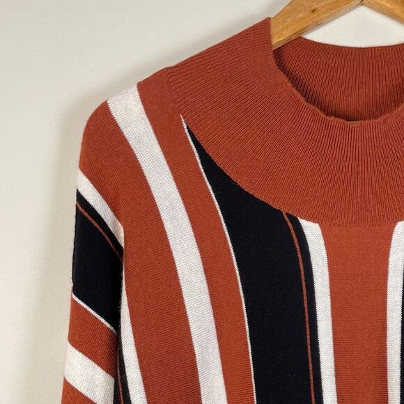 Leith Mock‎ Neck Striped Sweater Cotton Blend Long Sleeve Size 2X NEW - Picture 5 of 13